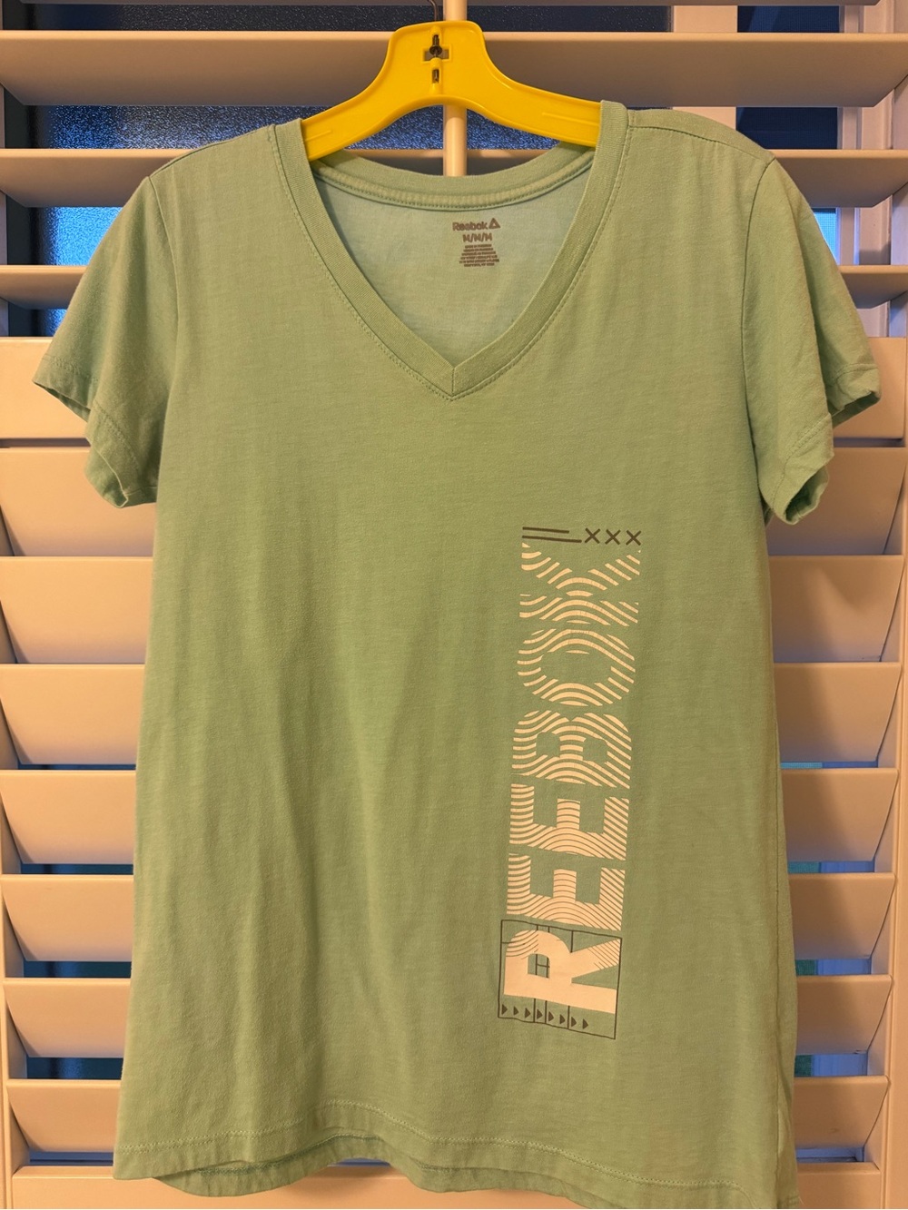 Reebok Women’s V-Neck Tee in Mint Green with White Logo